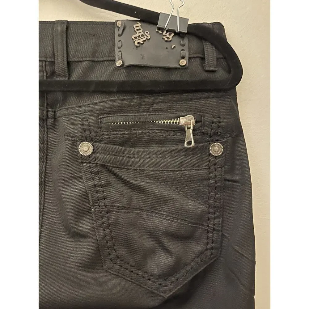 Young Republic Men's Black Straight Jeans Cotton Polyester Denim Logo Zipper